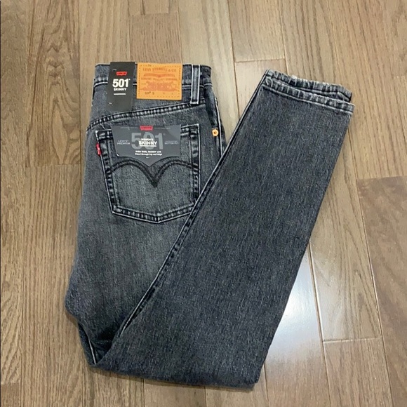 Levi's 501 Skinny Jeans Coal Black - Picture 5 of 8